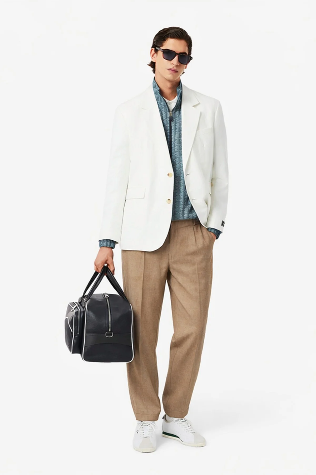 Lacoste Relaxed Fit Monogram Jacket Classic Fit Dik Yaka Logolu Sweatshirt Ceket Mavi