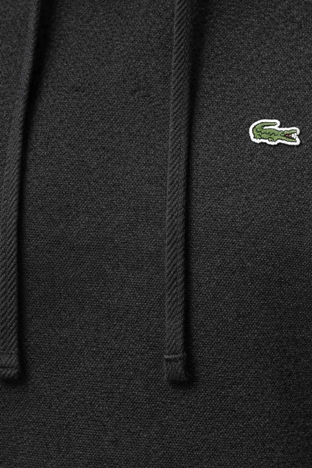 Lacoste Relaxed Fit Kapüşonlu Organik Pamuk Polyester Kadın Sweatshirt Siyah