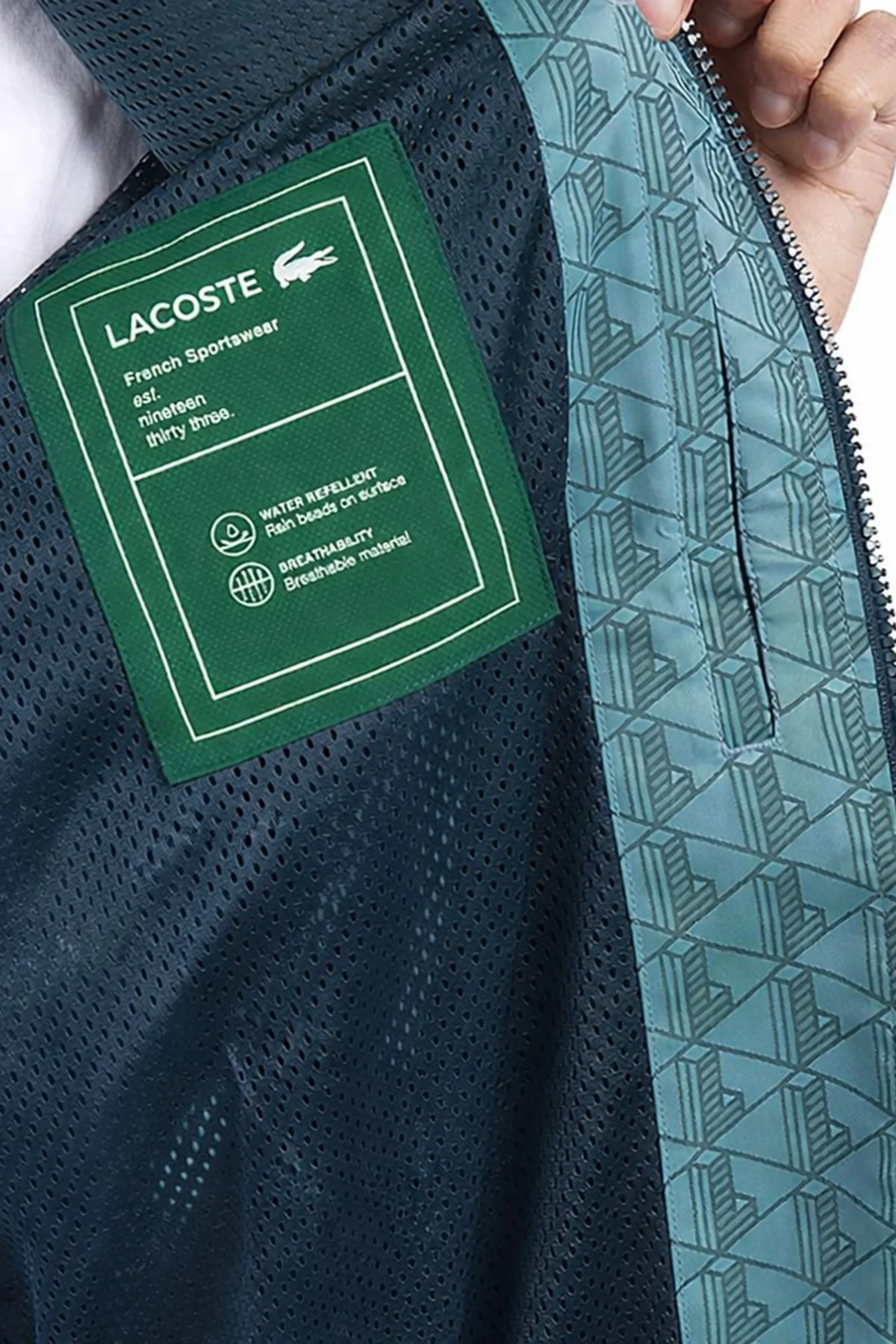 Lacoste Relaxed Fit Monogram Jacket Classic Fit Dik Yaka Logolu Sweatshirt Ceket Mavi