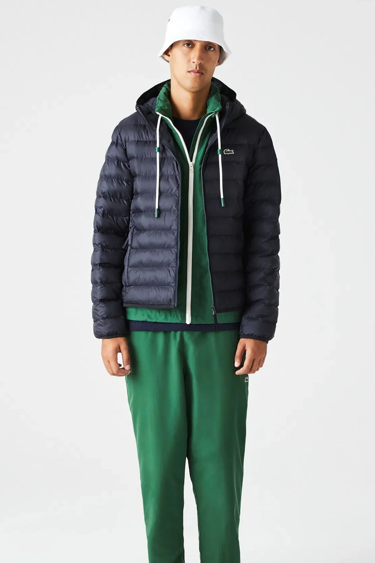 Lacoste Syntehic Fill Jacket Sabit Kapüşonlu Erkek Şişme Mont Siyah