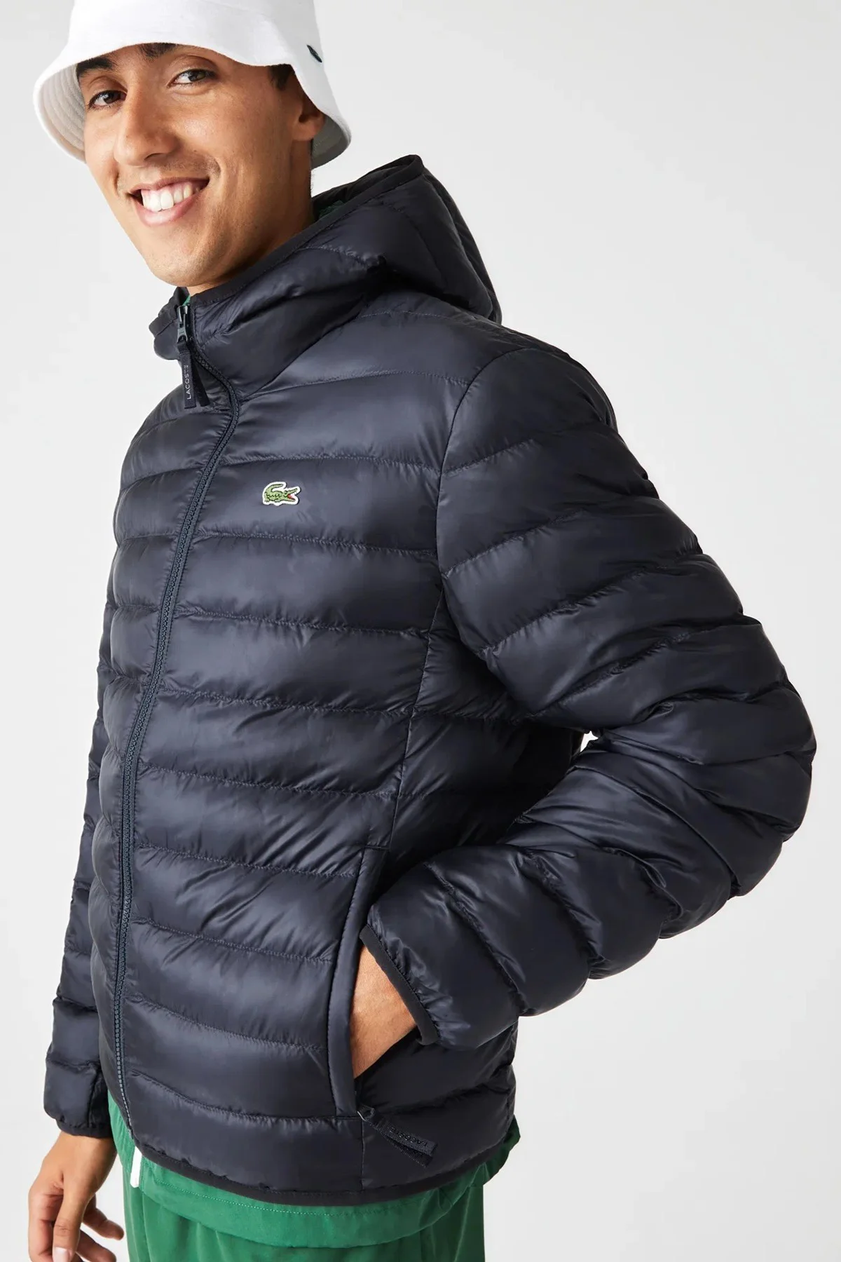 Lacoste Syntehic Fill Jacket Sabit Kapüşonlu Erkek Şişme Mont Siyah
