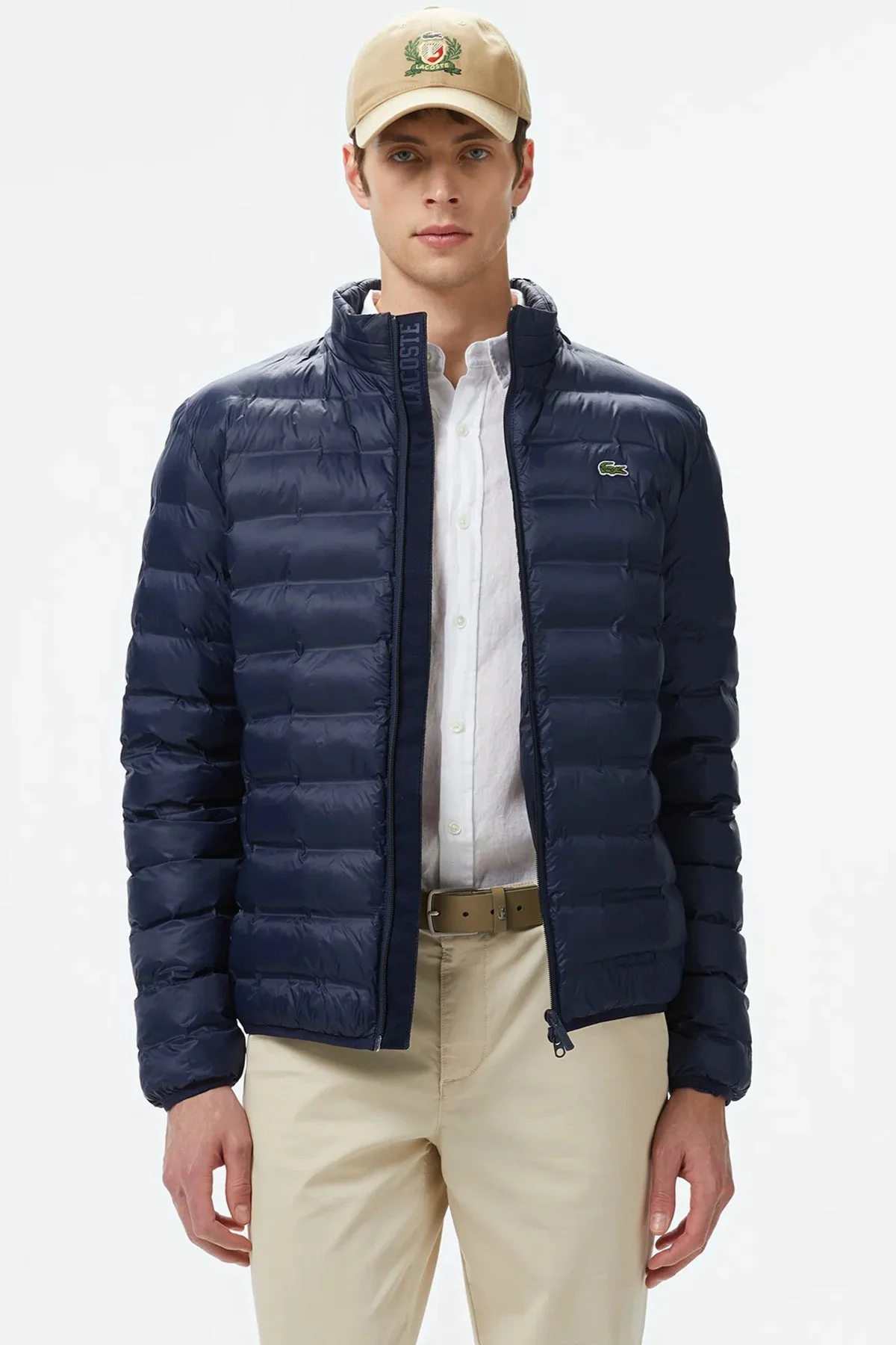 Lacoste Synthetic Fill Jacket Gizlenebilir Kapişonlu Şişme Erkek Mont Lacivert