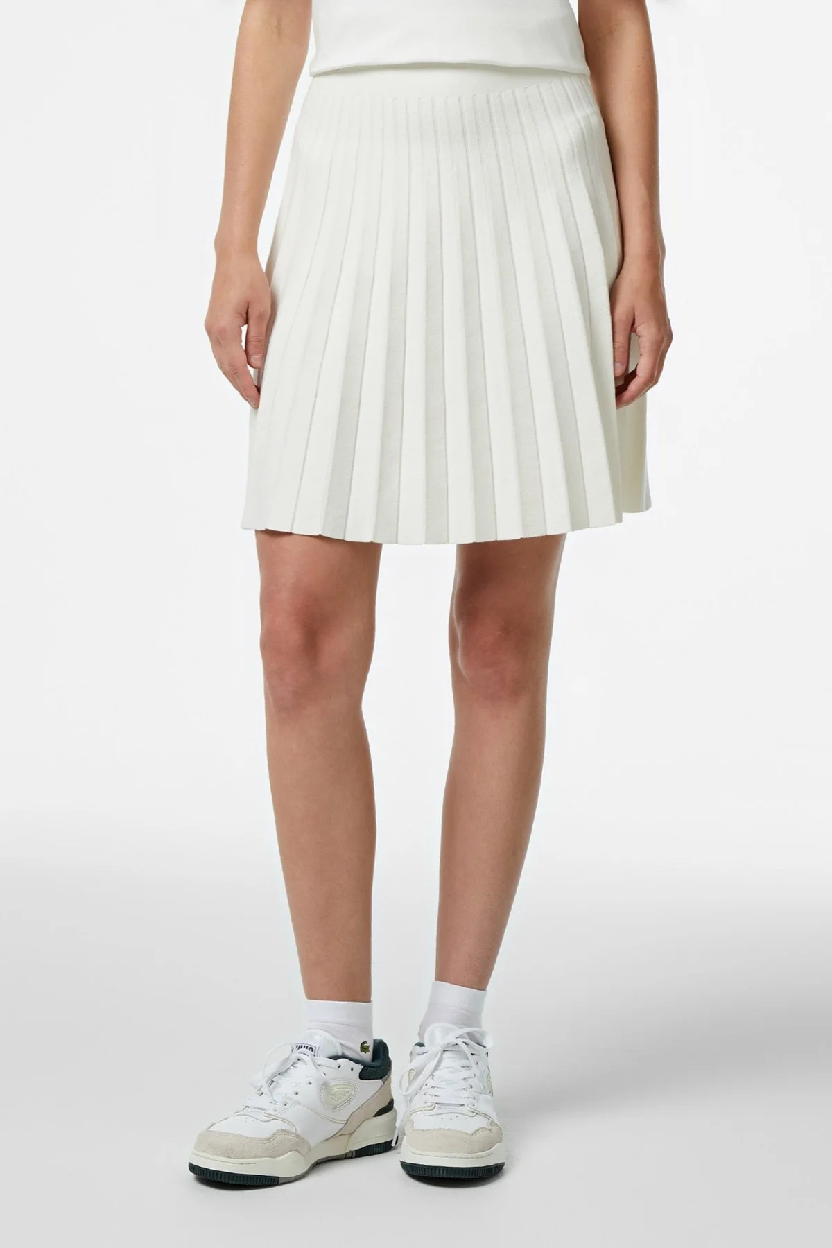 Lacoste Women's Flare Fit Skirt Pileli Kadın Etek Beyaz