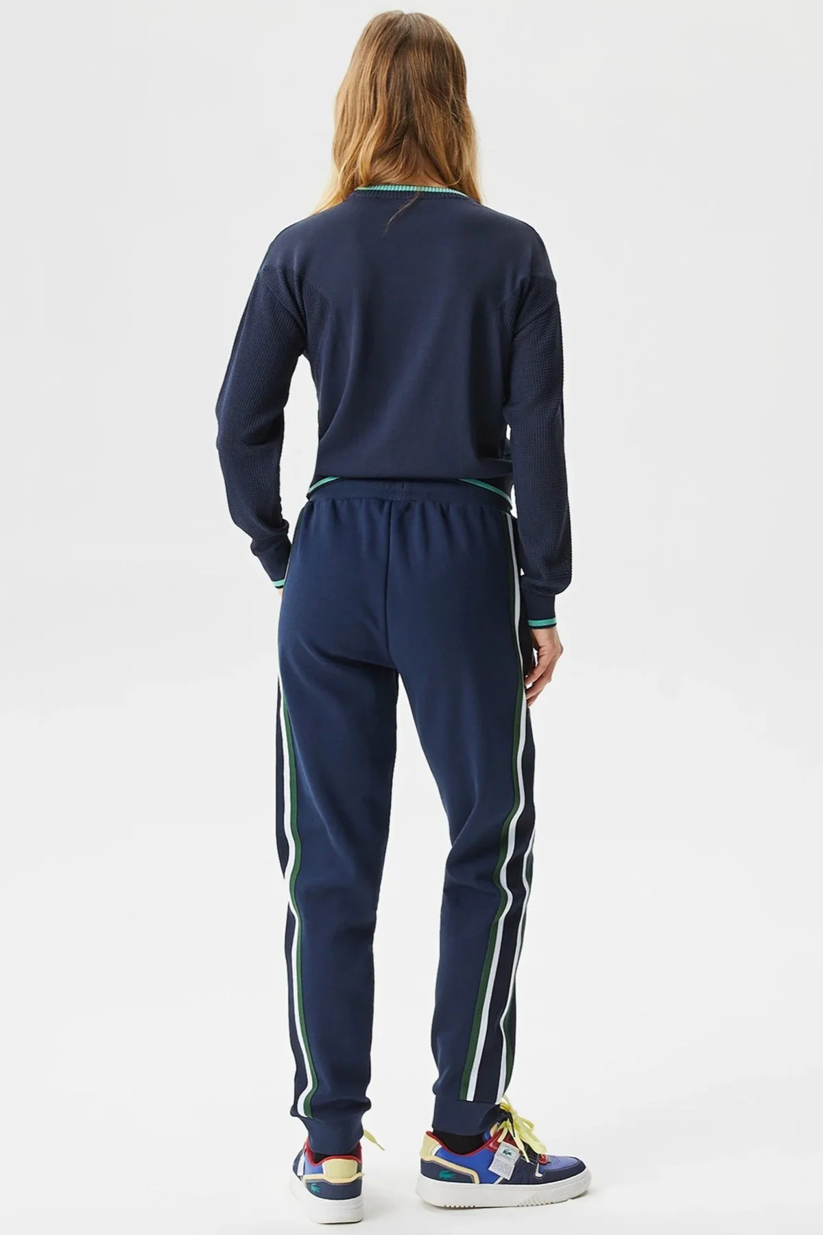 Lacoste Women's Joggers Slim Fit Renk Bloklu Organik Pamuk Kadın Eşofman Altı Lacivert