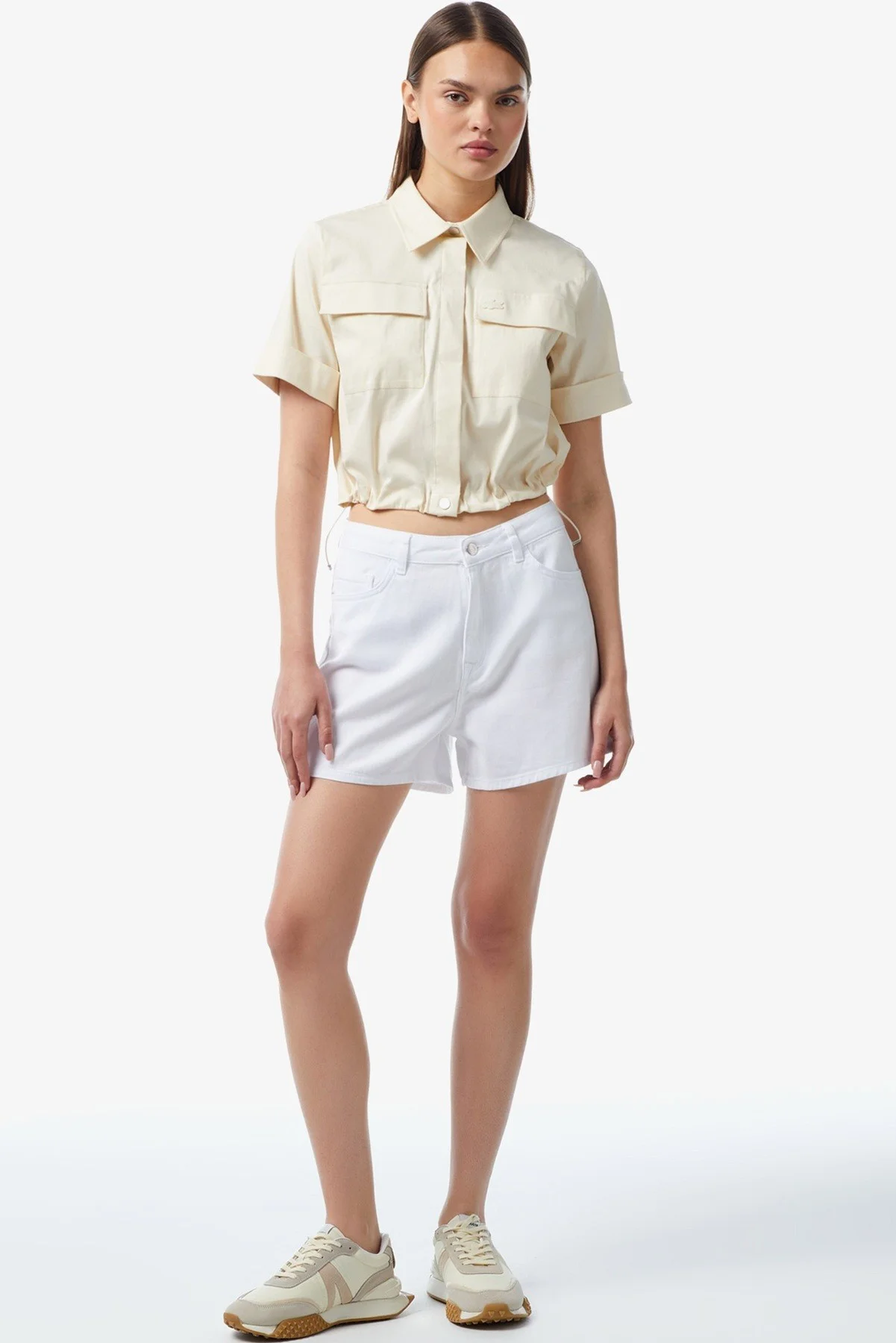 Lacoste Women's Regular Fit Denim White Jean Shorts Kadın Bermuda Kot Şort Beyaz Lacoste Women's Regular Fit Denim White Jean Shorts Kadın Bermuda Kot Şort Beyaz