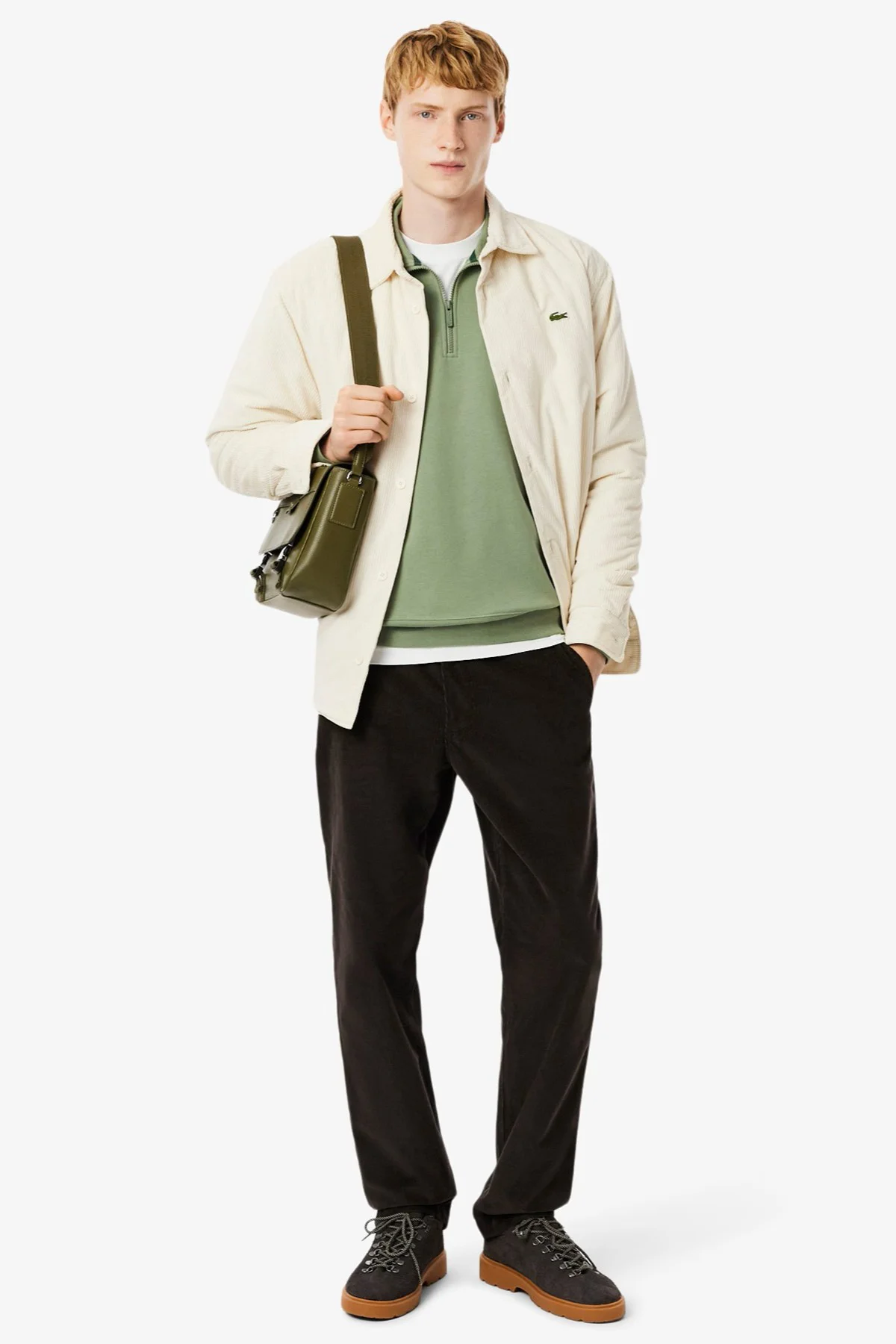 Lacoste Zip-Up Fleece Sweatshirt Green Fermuarlı Dik Yaka Pamuklu Erkek Sweatshirt Yeşil