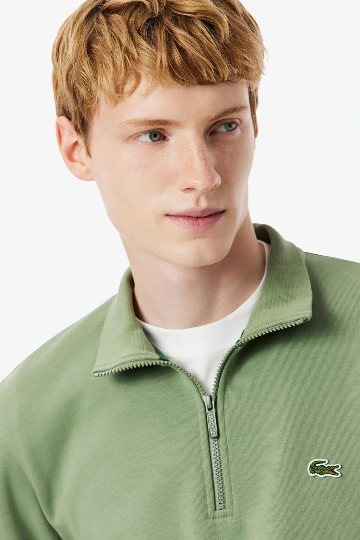 Lacoste Zip-Up Fleece Sweatshirt Green Fermuarlı Dik Yaka Pamuklu Erkek Sweatshirt Yeşil