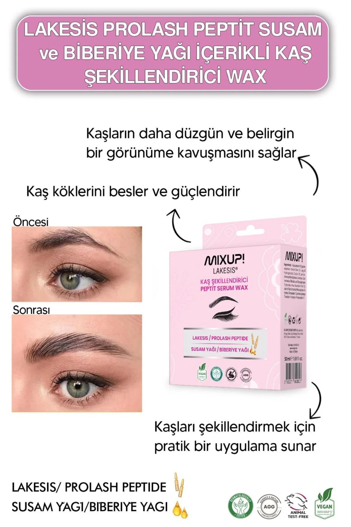 Lakesis Pro-lash Peptit Içeren Kaş Şekillendirici Wax 50 ml