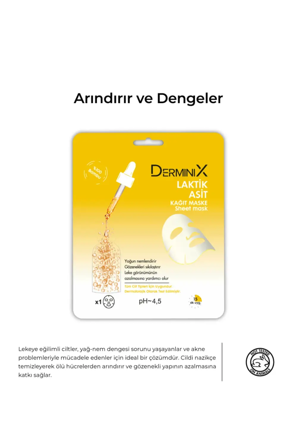 Laktik Asit Gözenek Sıkılaştırıcı Leke Karşıtı Yüz Kağıt Maskesi