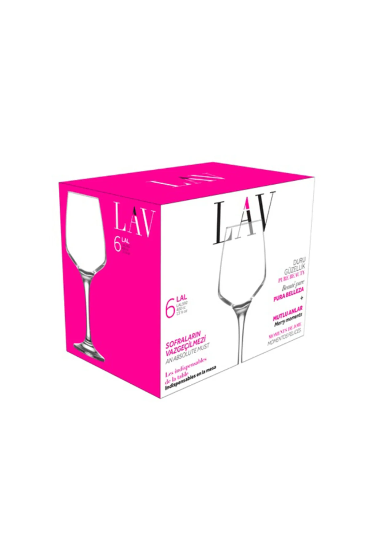 Lal Cam Goblet 6'lı 400 ml Ayaklı (Şarap Kadehi, Kokteyl Bardağı)