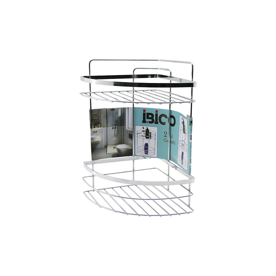 LAMALI   2 KATLI - ÜÇGEN   KROM   METAL  BANYO KÖŞELİK - DUŞKABİN