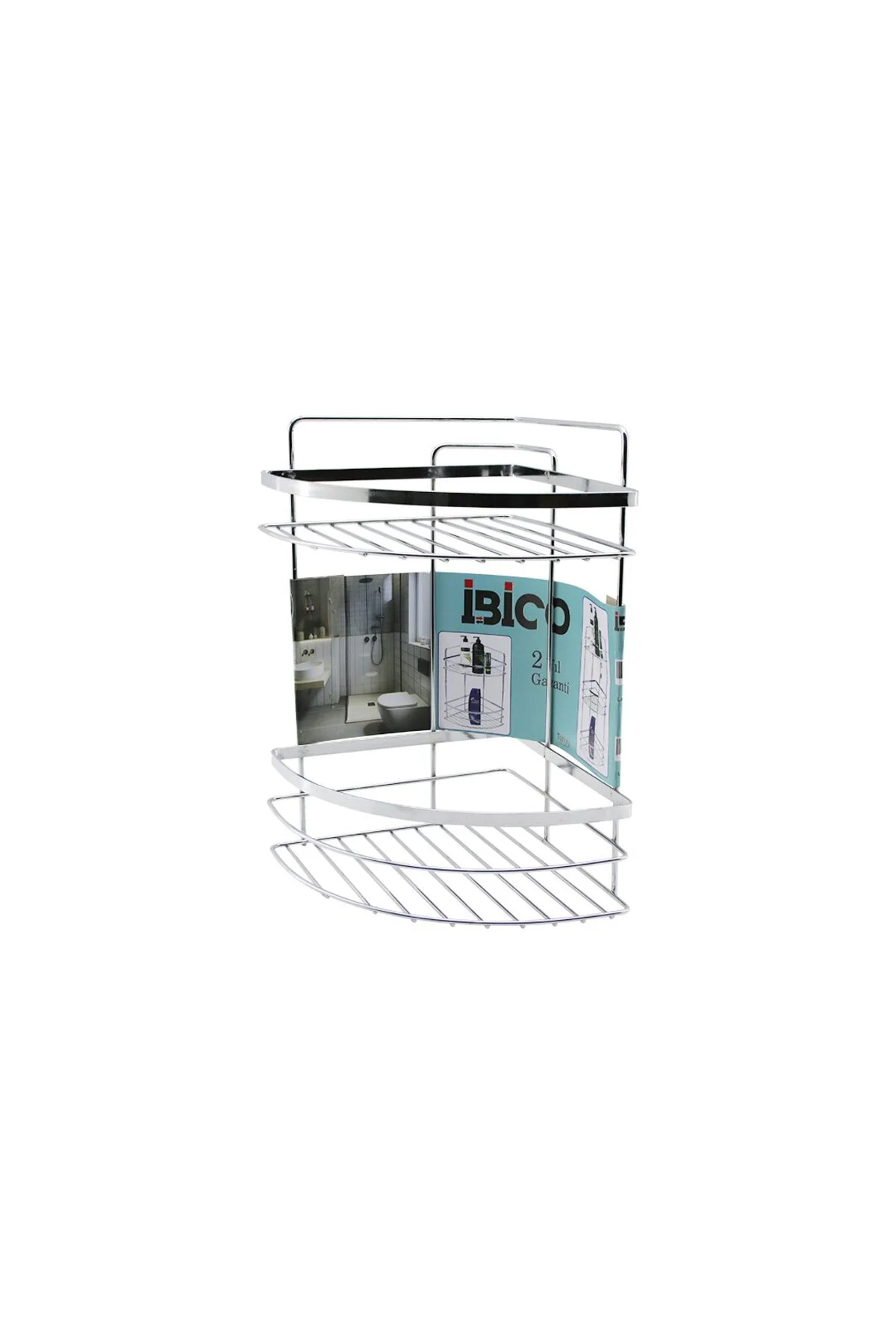 LAMALI 2 KATLI - ÜÇGEN KROM METAL BANYO KÖŞELİK - DUŞKABİN RAF (5
