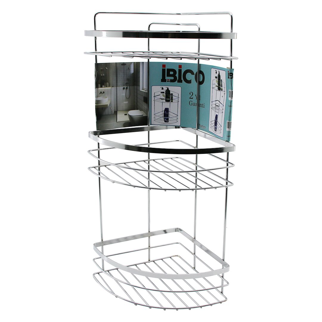 LAMALI   3 KATLI - ÜÇGEN   KROM   METAL  BANYO KÖŞELİK - DUŞKABİN