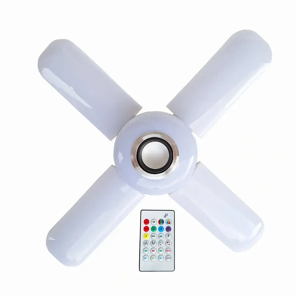 Lamba 4 Kanatlı E27 Duya Takılan Kumandalı Katlanabilir Led Müzik