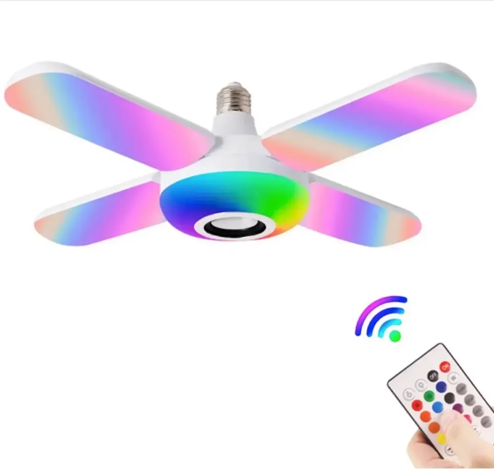 Lamba 4 Kanatlı E27 Duya Takılan Kumandalı Katlanabilir Led Müzik