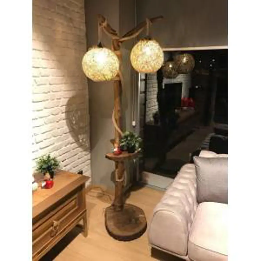 Lambader 12658 sarmaşık 2li Avize HORON Doğal  Kuru Zeytin veya ç