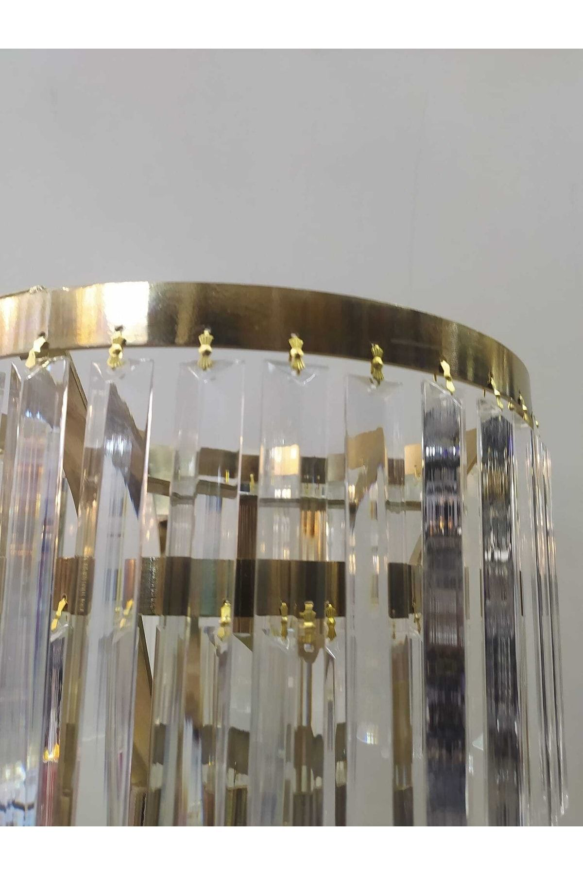 Apex Avize Lambader Kristal Taşlı Gold