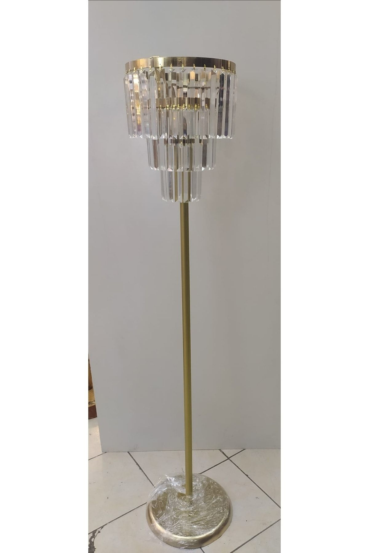 Apex Avize Lambader Kristal Taşlı Gold