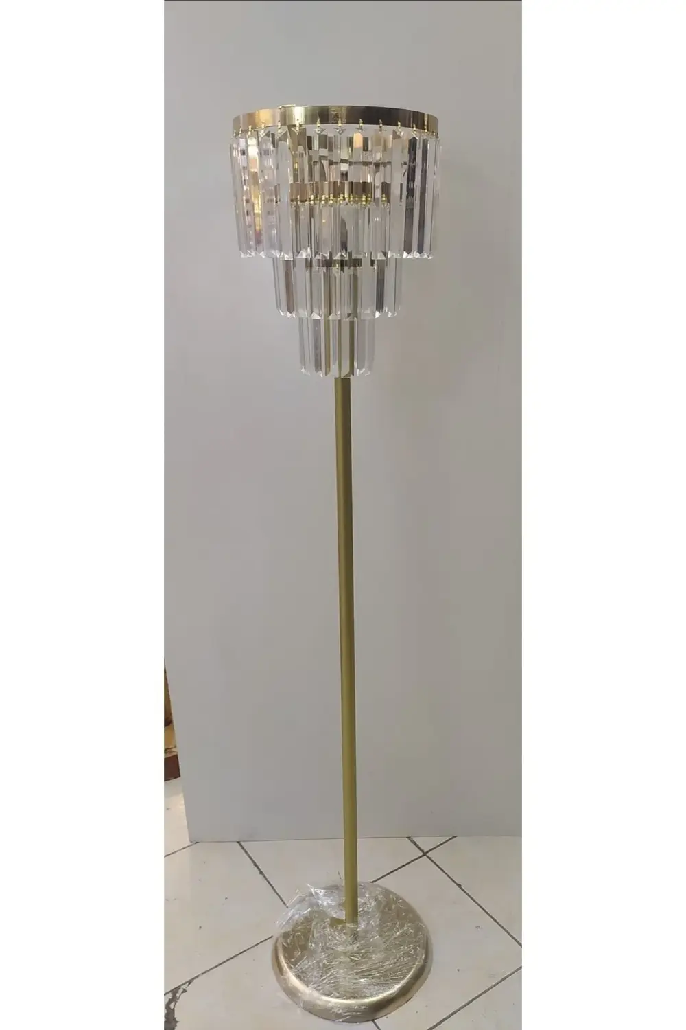 Apex Avize Lambader Kristal Taşlı Gold