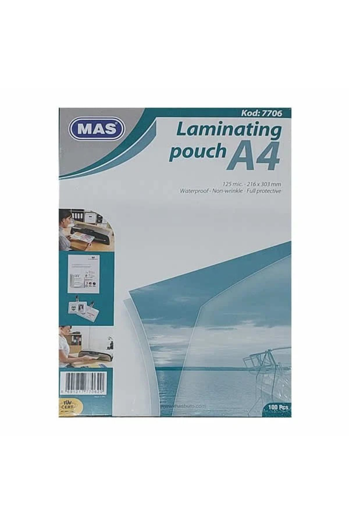 Mas Laminasyon Filmi A4 125Mic*303Mm Kod 7706 100Lü