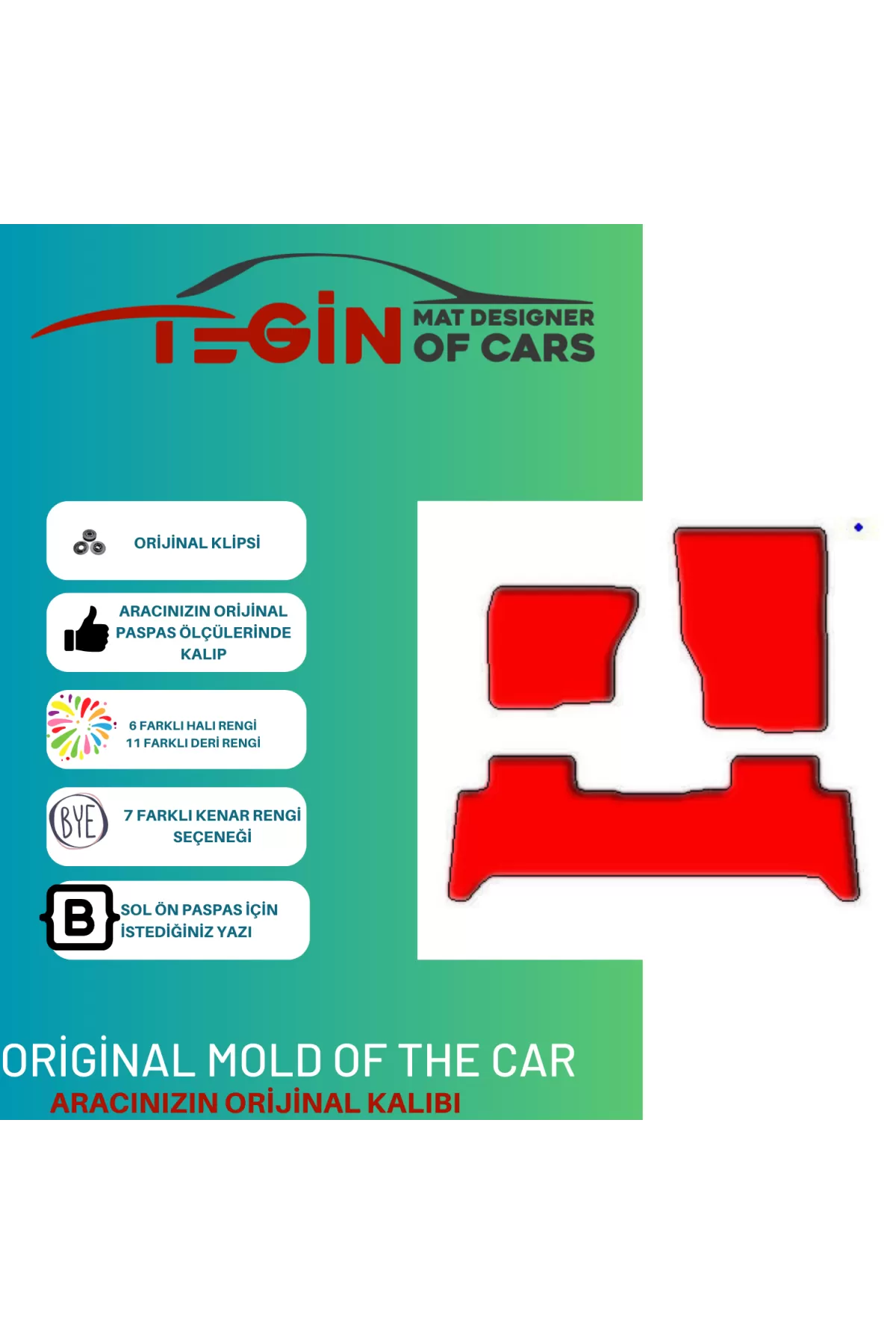 Land Rover Discovery 5 2017 Ve Sonrası  Gri Halı Mavi Kenar Halı 