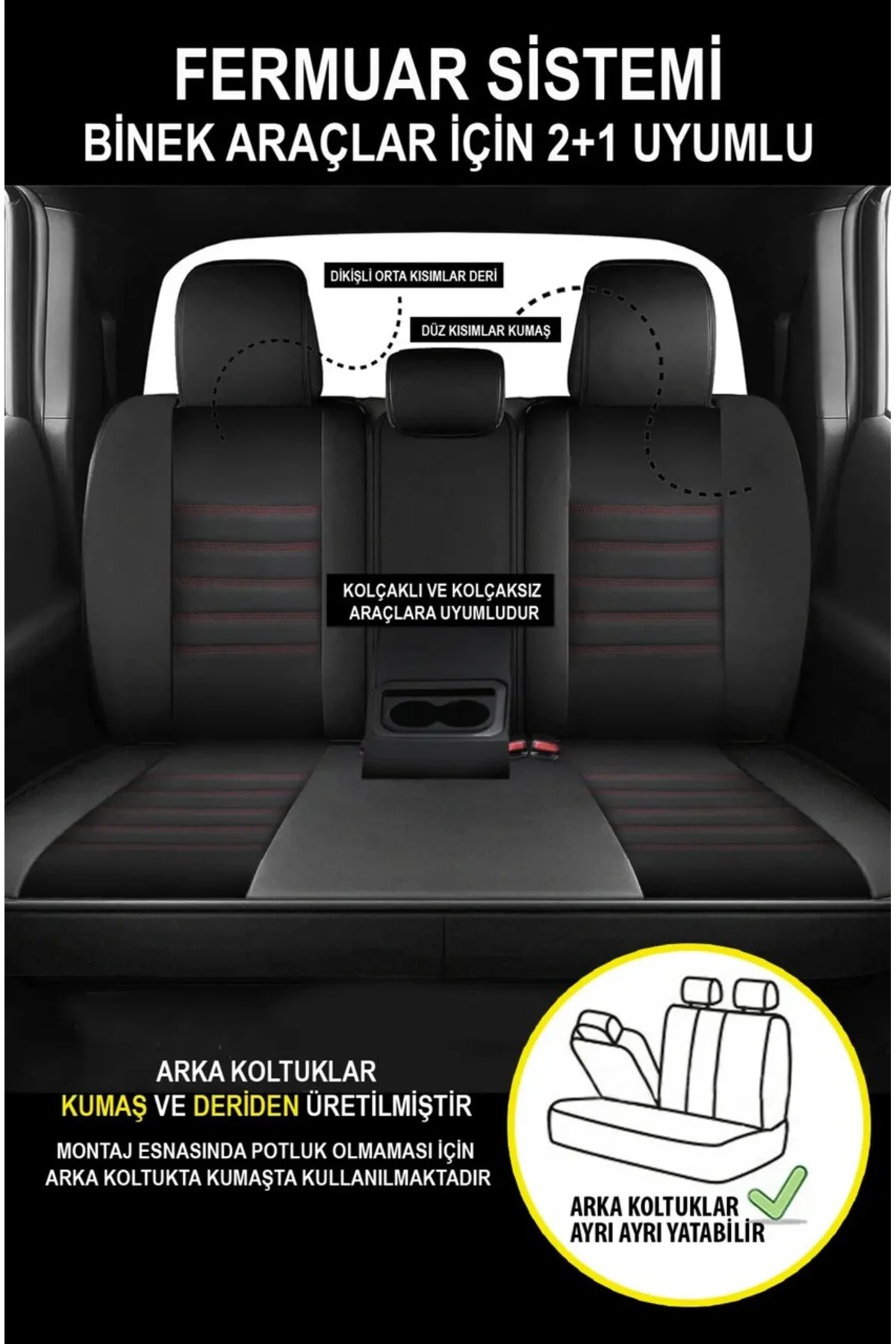 Land Rover Freelander 2006 ve Sonrası Uyumlu Jetdrive Serisi Siyah Kırmızı Koltuk Kılıfı