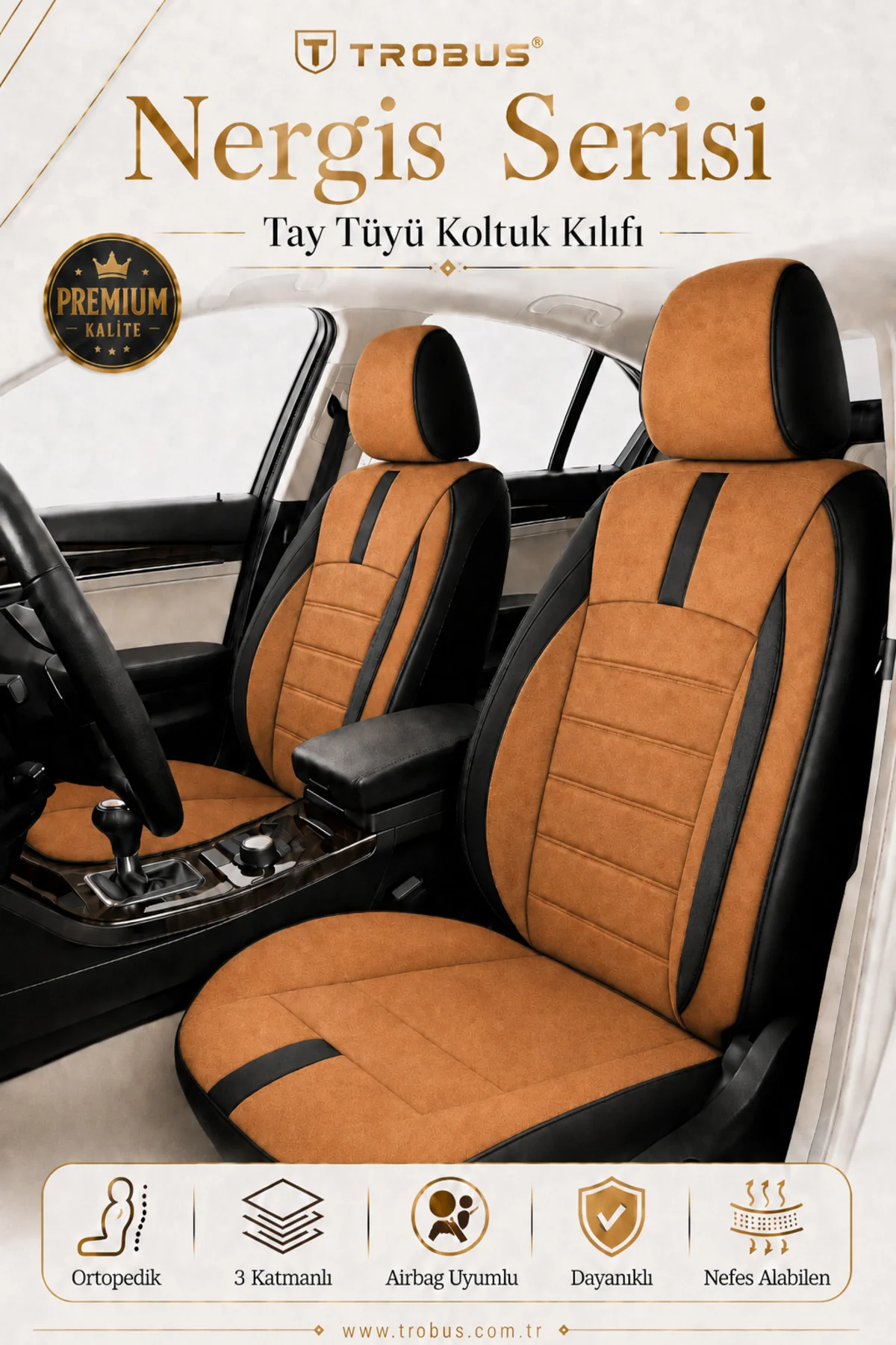 Land Rover Range Rover 2015 ve Sonrası Uyumlu Taba Siyah Nergis Serisi Ortopedik Tay Tüyü