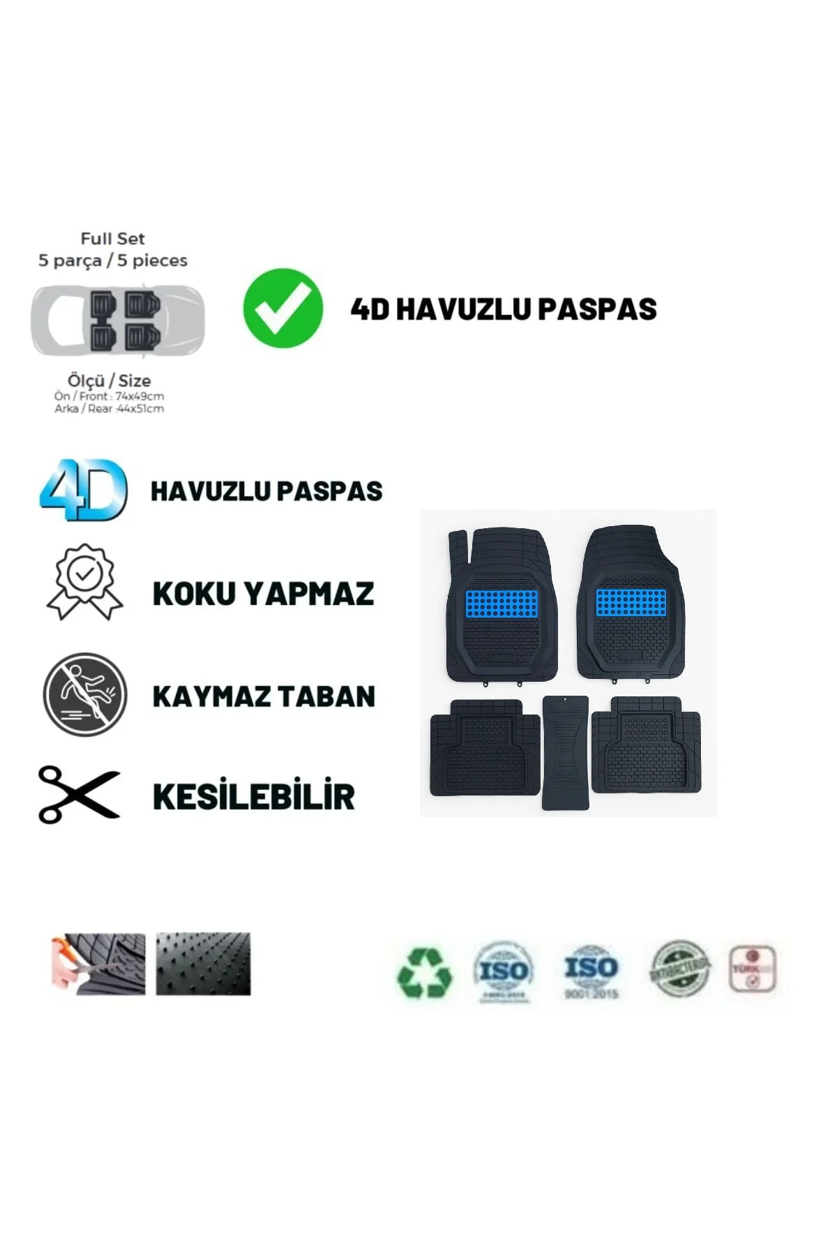 Land Rover Range Rover Sport 2010 UYUMLU HAVUZLU ÜNIVERSAL YENİ NESİL PLUS PASPAS SİYAH - MAVİ