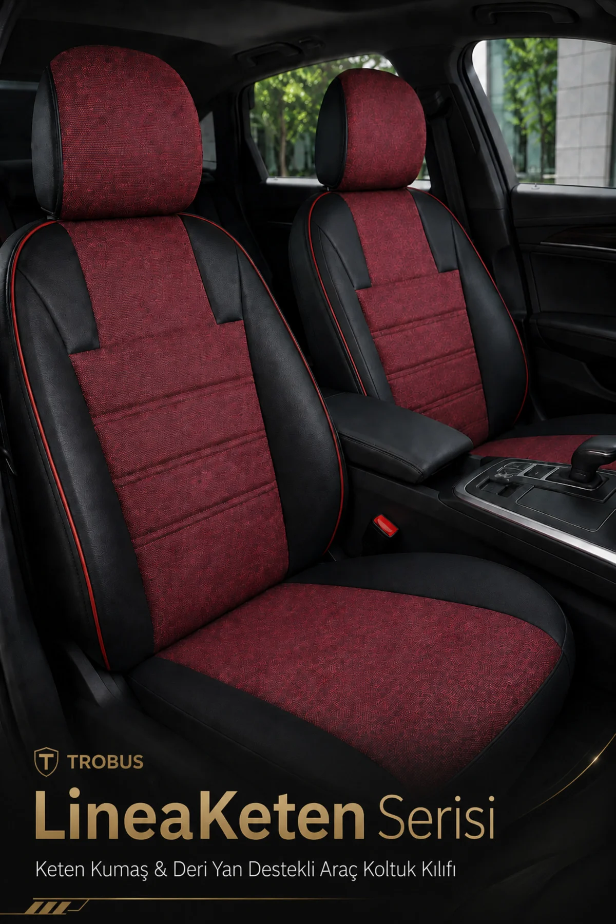 Land Rover Range Rover 2015 ve Sonrası Uyumlu LineaKeten Serisi Ortopedik Bordo Kırmızı Koltuk