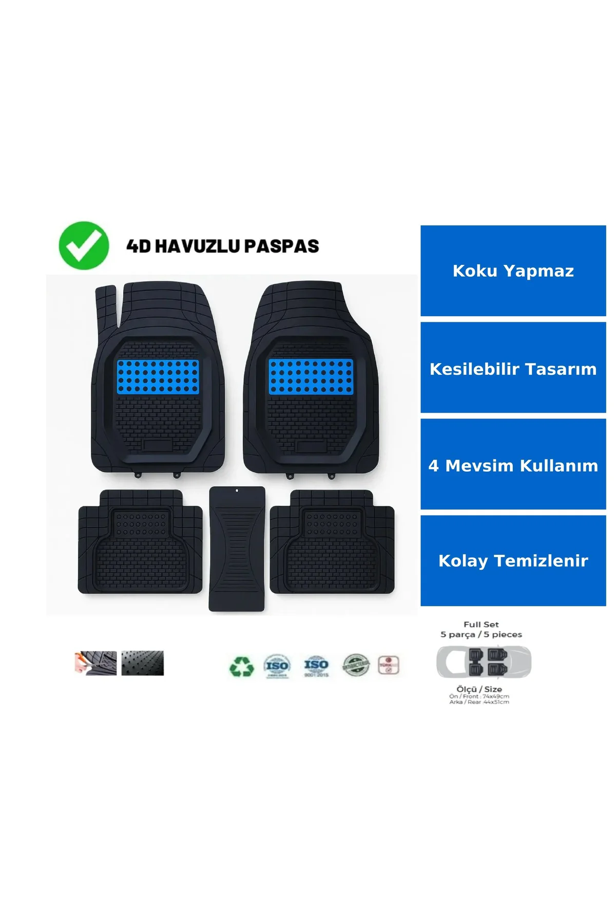 Land Rover Range Rover Sport 2012 UYUMLU HAVUZLU ÜNIVERSAL YENİ NESİL PLUS PASPAS SİYAH - MAVİ