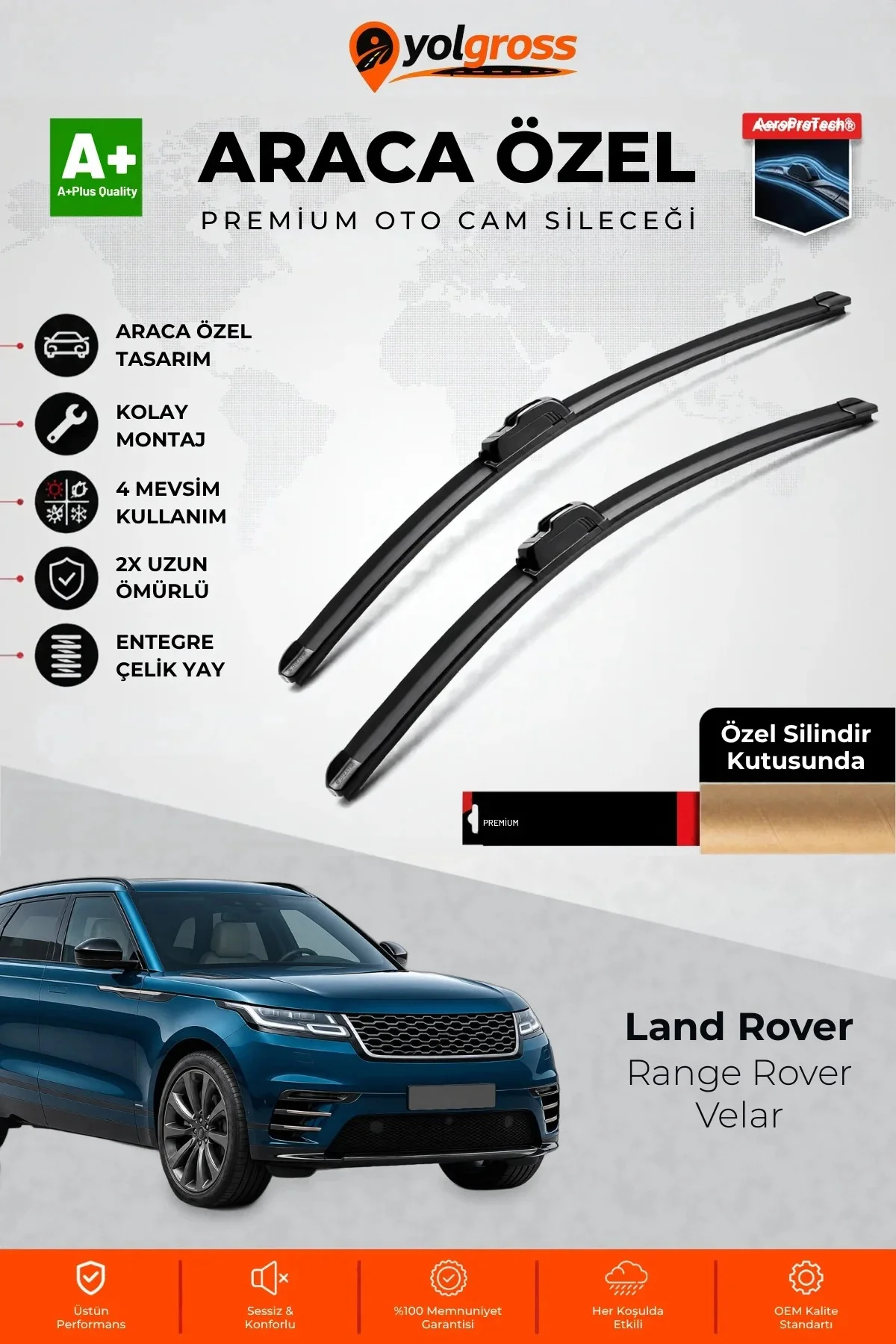 Land Rover Range Rover Velar Ön Cam Silecek Seti 2017 Üzeri Premium Araca Özel 65-48 Cm A+ Kalite