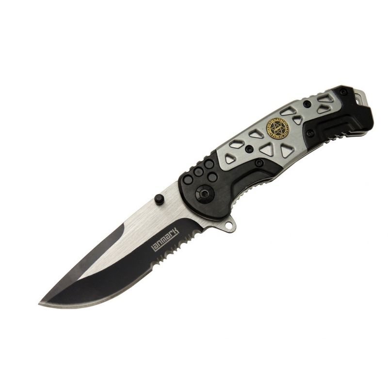 Lanmark MX10 Gri Testereli Outdoor Çakı 21 cm - Otomatik, Perçinl