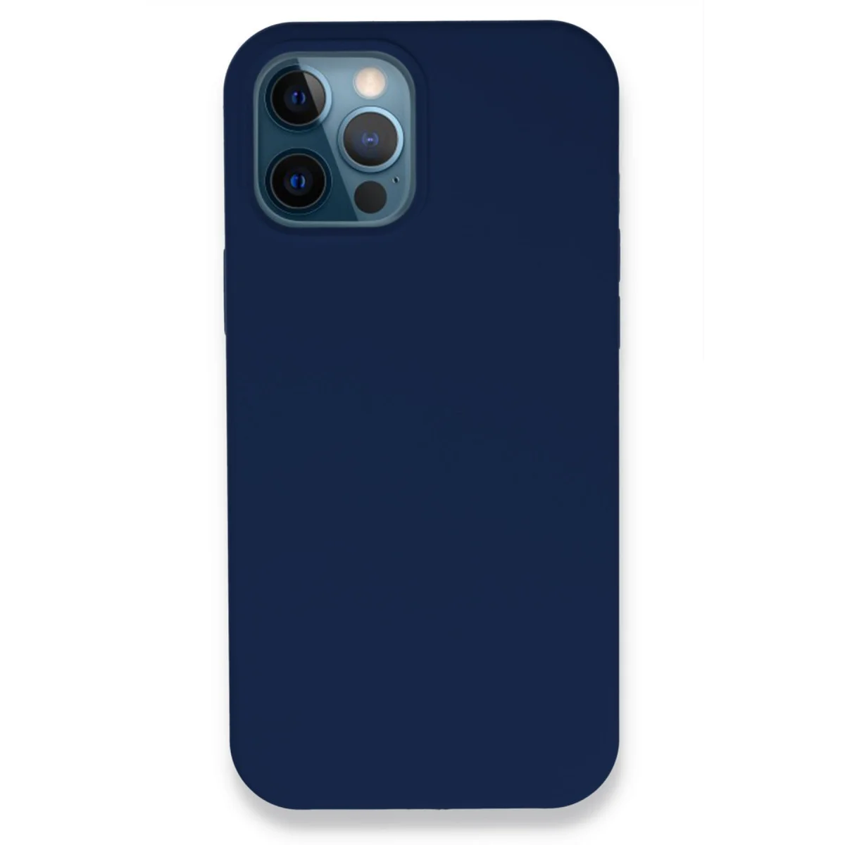 Lansman Legant Silikon Kılıf iPhone 12 Pro - Süet İçi, Çizilmez, Elenden Kaymaz, Su Geçirmez (Lacivert)