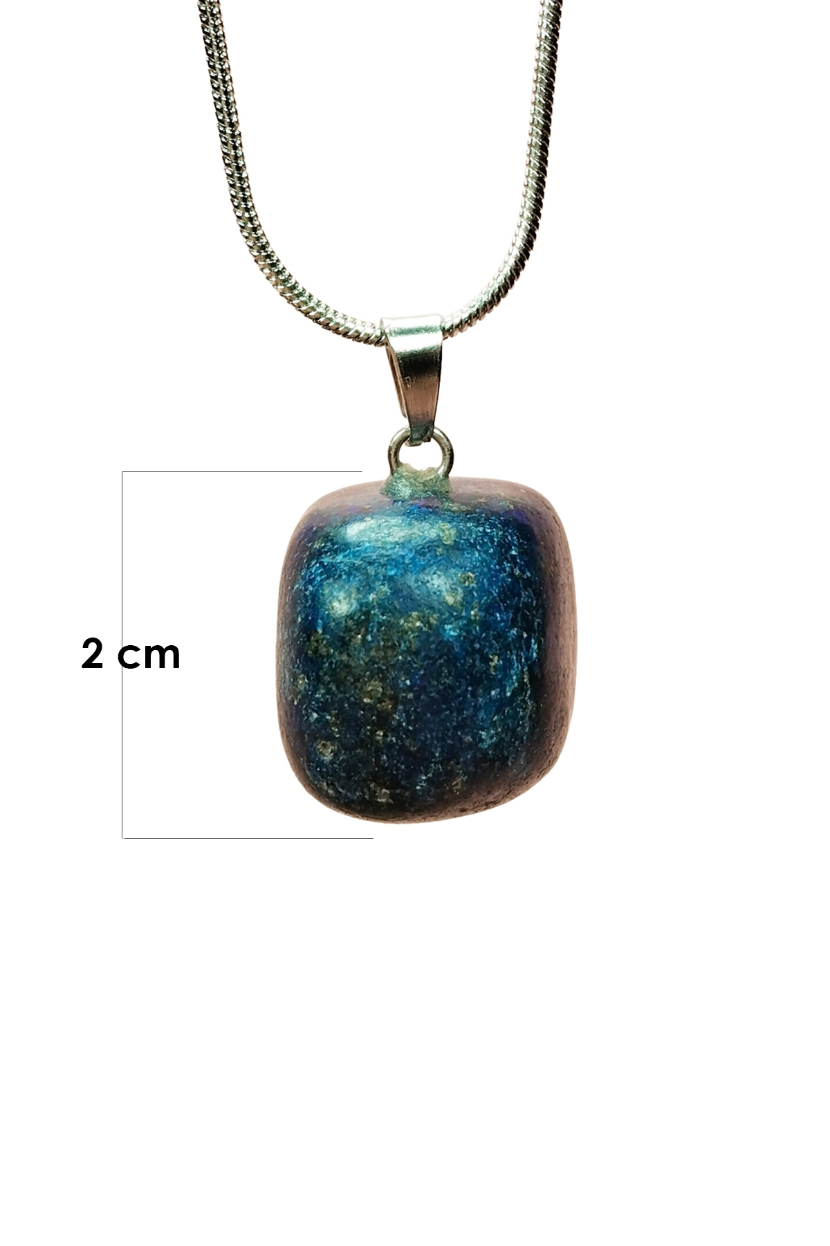 Lapis Lazuri Doğal Taşı Zincirli El Yapımı Kolye Uç: 2 cm Zincir: