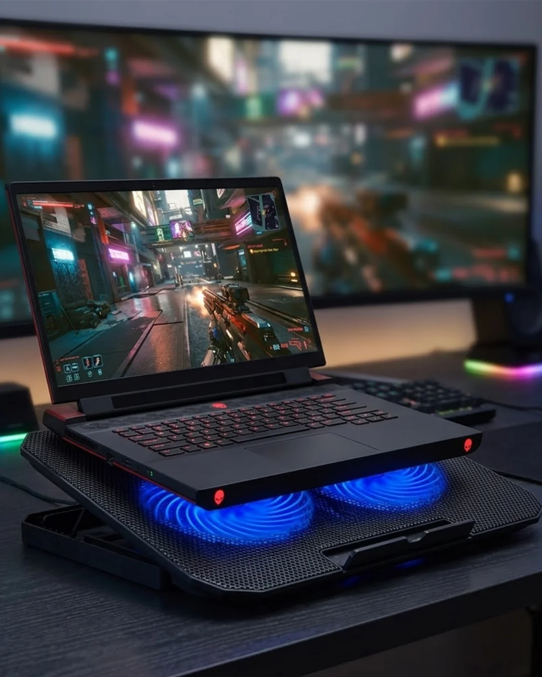 Laptop Soğutucu Stand Çift Fanlı 17 İnç Uyumlu Ayarlanabilir Notebook Altlığı