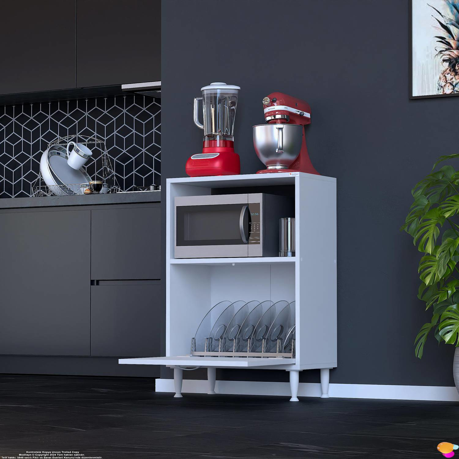 Lara 60 cm Çok Amaçlı Mikrodalga Dolabı Alttan Kapaklı Fırınlık K - Görsel 5