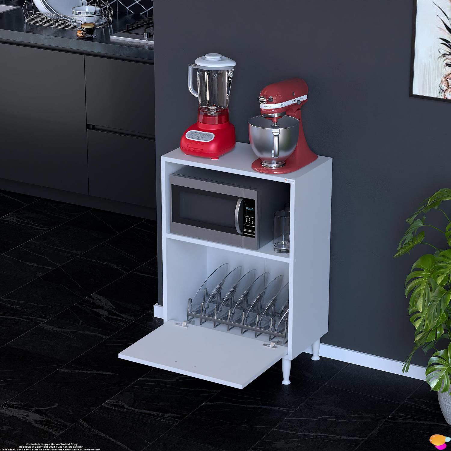 Lara 60 cm Çok Amaçlı Mikrodalga Dolabı Alttan Kapaklı Fırınlık K - Görsel 4