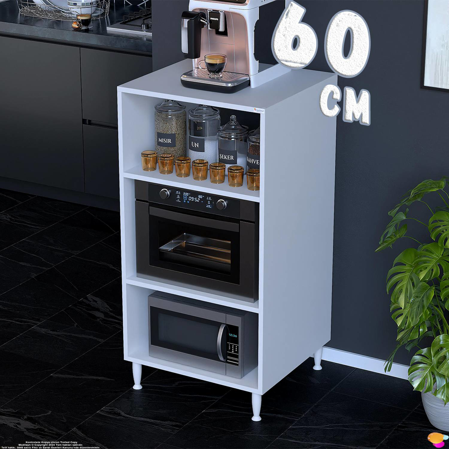 Lara 60 cm Genişlik 3 Raflı Çok Amaçlı Mikrodalga Standı Fırın Te Lara 60 cm Genişlik 3 Raflı Çok Amaçlı Mikrodalga Standı Fırın Te