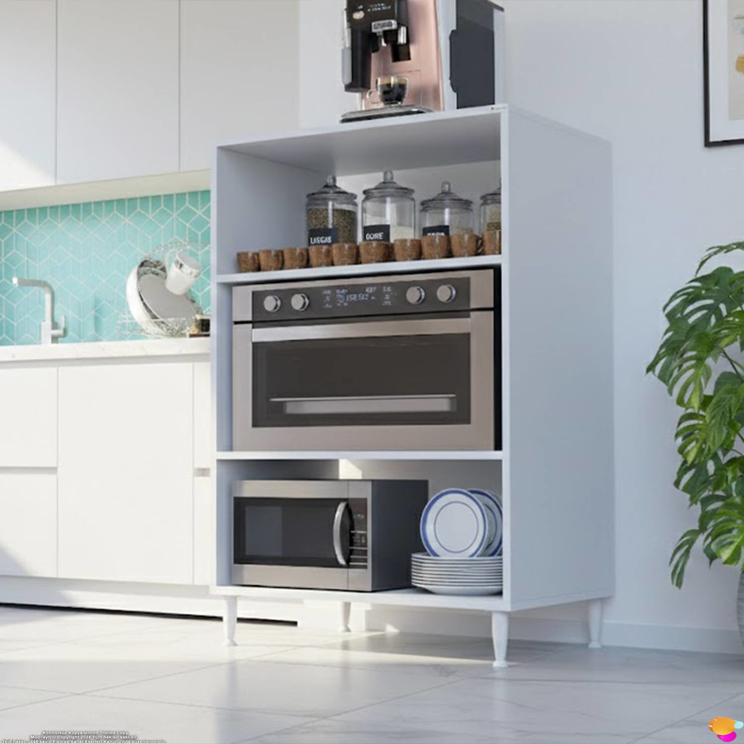 Lara 60 cm Genişlik 3 Raflı Çok Amaçlı Mikrodalga Standı Fırın Te Lara 60 cm Genişlik 3 Raflı Çok Amaçlı Mikrodalga Standı Fırın Te - Görsel 6