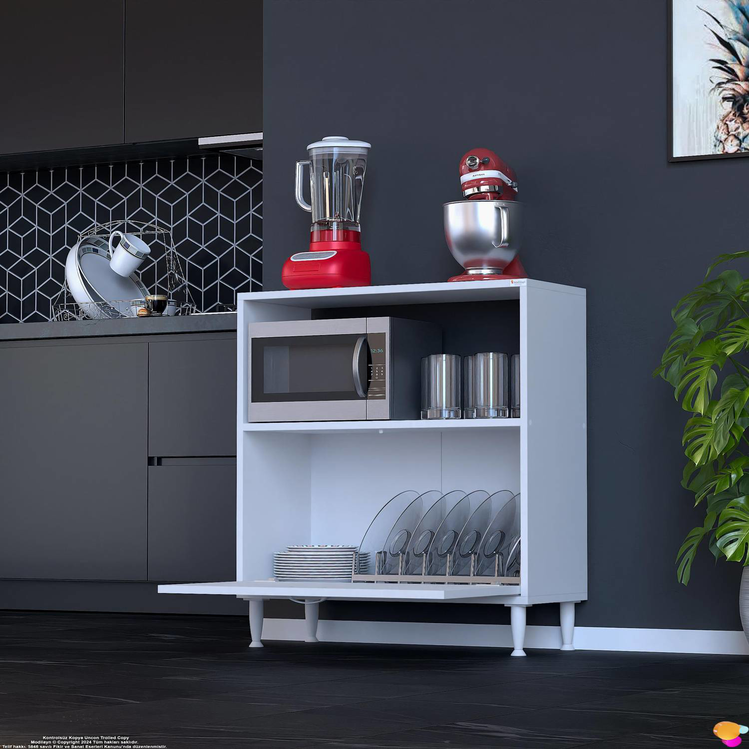 Lara 75 cm Çok Amaçlı Mikrodalga Dolabı Alttan Kapaklı Fırınlık K - Görsel 5
