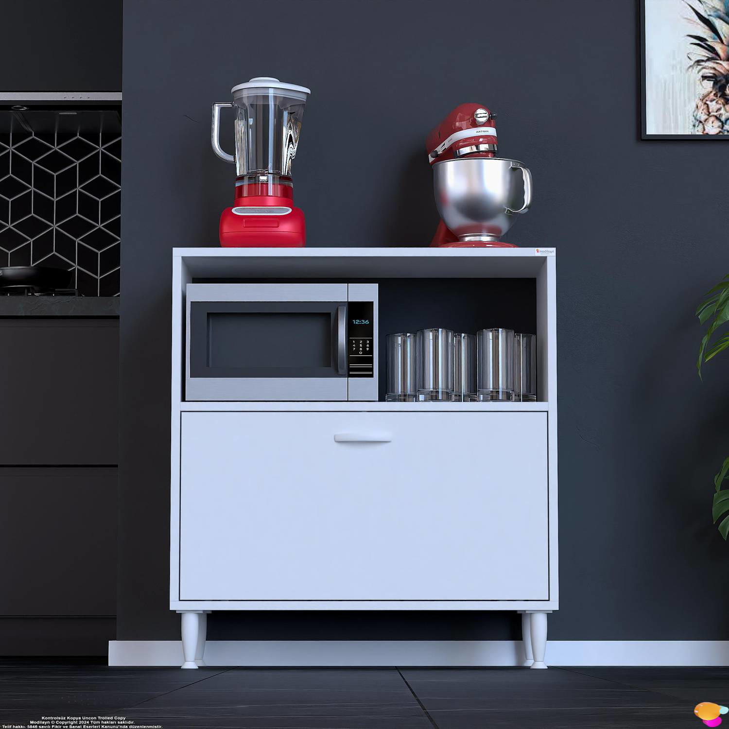 Lara 75 cm Çok Amaçlı Mikrodalga Dolabı Alttan Kapaklı Fırınlık K - Görsel 3