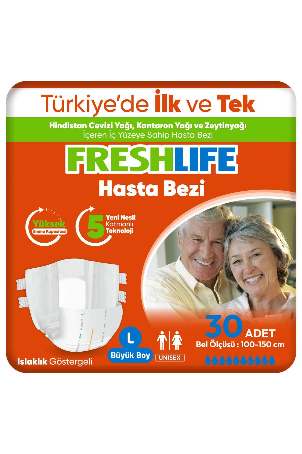 Large Bel Bantlı Yetişkin Hasta Bezi 30 Adet