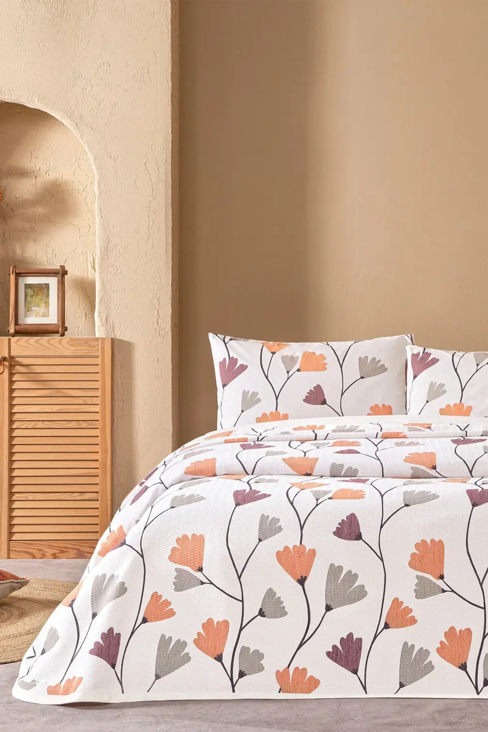 Lassie Kahve Çift Kişilik Pamuklu Pike Takımı