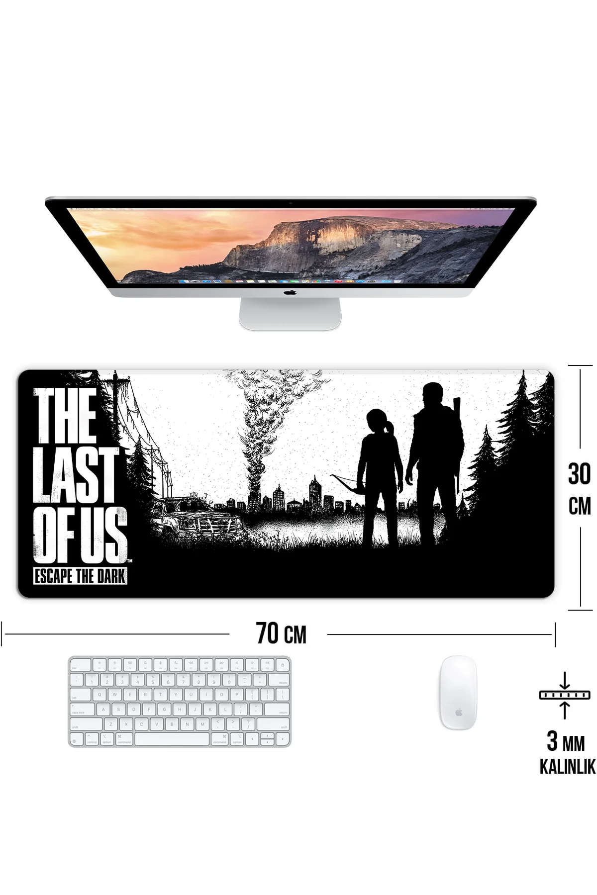 Last of Us Oyun Gaming Klavye Mouse Pad Masa Matı 70x30cm