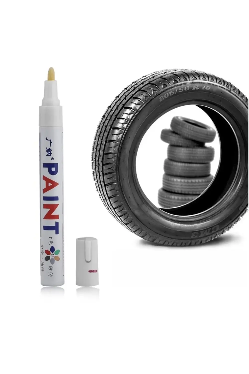 Lastik Boyama Yazma Kalemi Beyaz