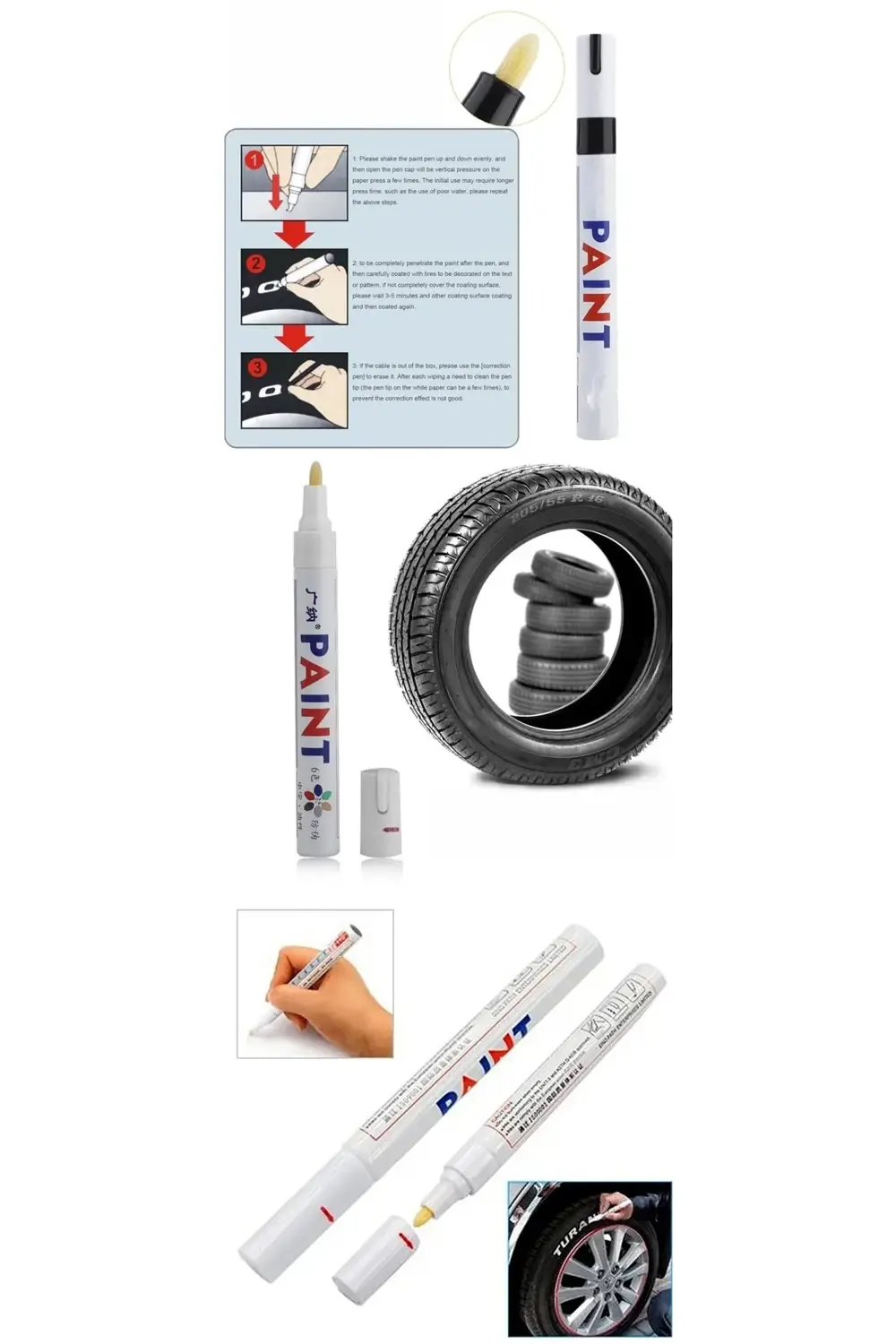 Lastik Boyama Yazma Kalemi Beyaz