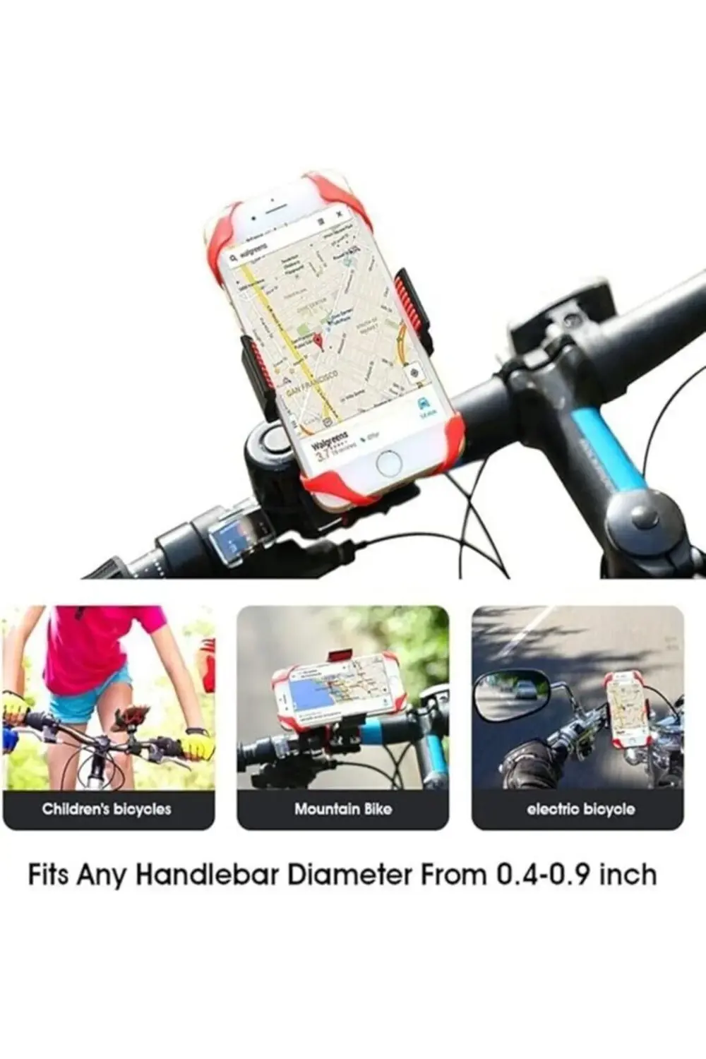 LASTİK DESTEKLİ STANDLI BİSİKLET TELEFON TUTUCU