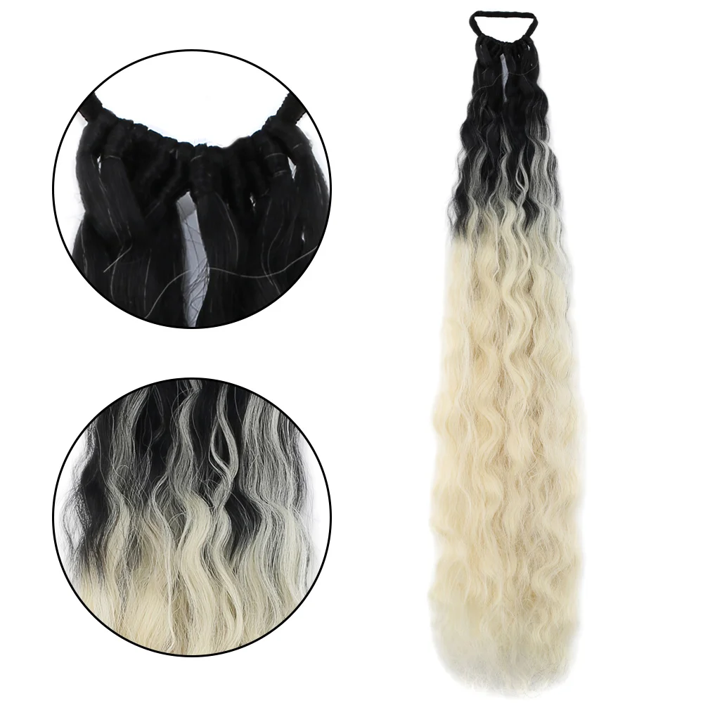 Lastik Tokalı At Kuyruğu Kabarık Afro Daalı / Siyah / Platin Ombre
