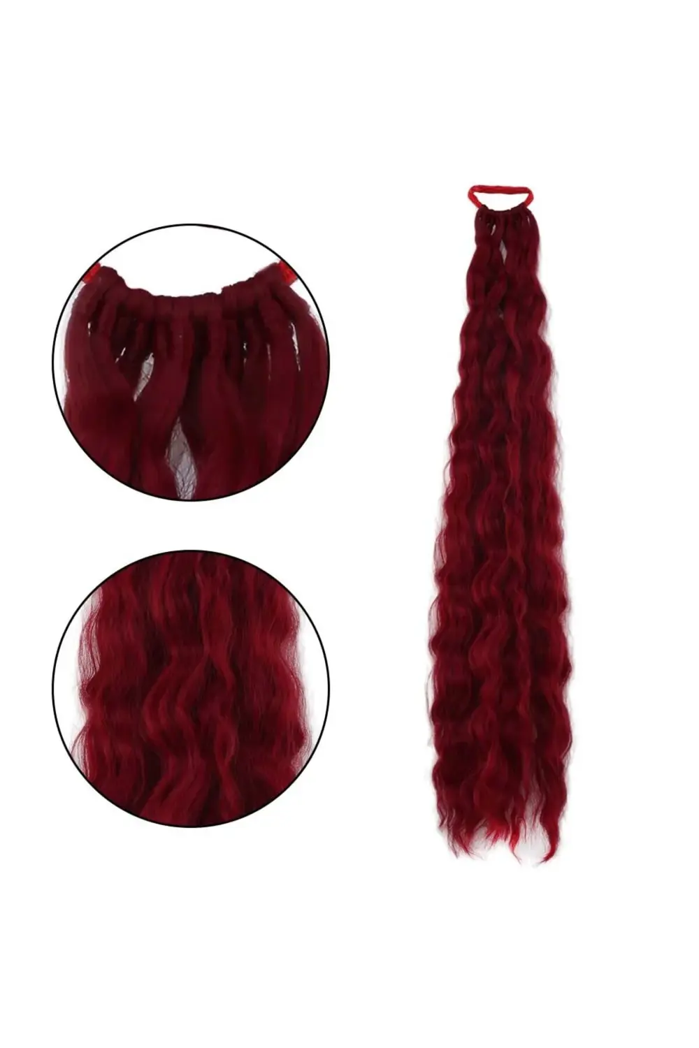 Lastik Tokalı At Kuyruğu Kabarık Afro Dalgalı / Kızıl