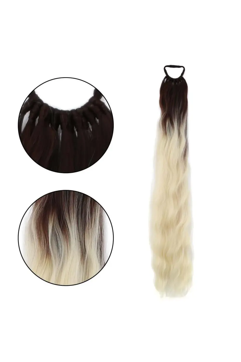 Lastik Tokalı At Kuyruğu Su Dalgalı / Kumral / Platin Ombre